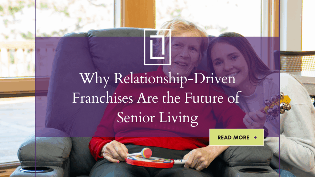 Franchisee hugs senior living with dementia in a warm embrace